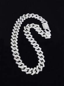 kuuioe 1pc Punk Hip Hop Dopamine Style Full Rhinestone Necklace, Unisex Fashion Y2K Necklace & Bracelet, Multiple Sizes For Daily Wear