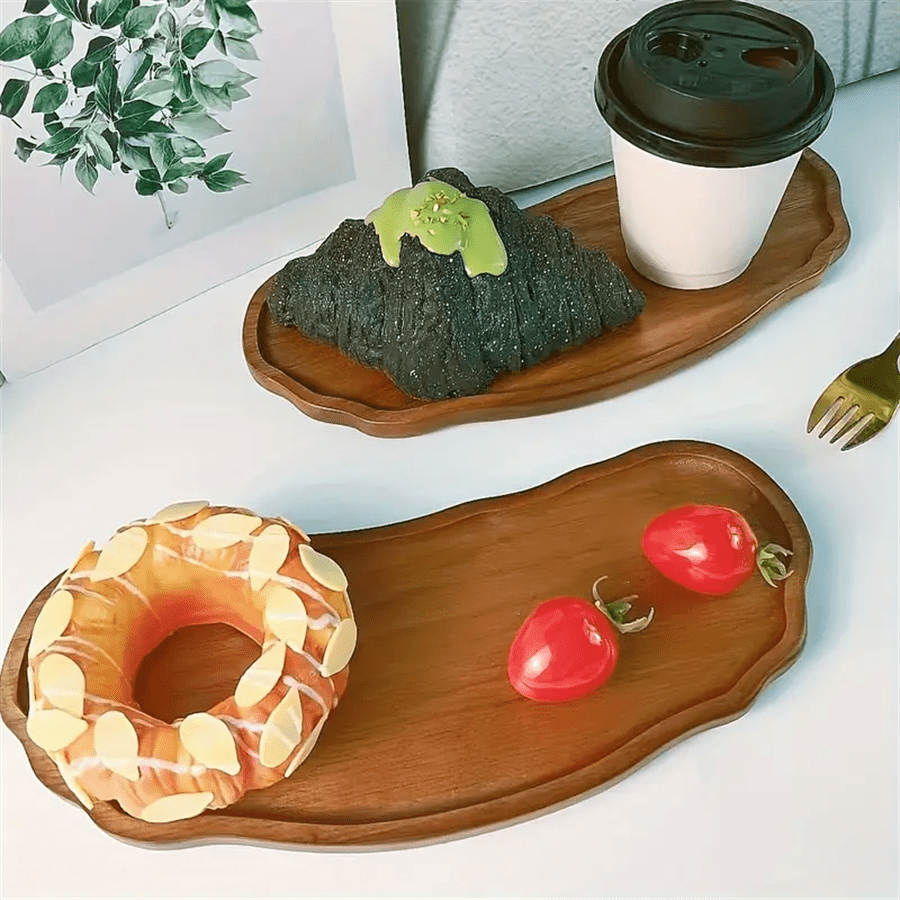 1 Stück Rosenholz Tablett, Regenbogen Tablett, Europäischer Stil Tee Tablett, Küchen Brot Tablett, Obst Snacks Nachmittagstee, massives Holz Serviertablett und Tablett, asymmetrischer massiver Holzteller Serviertablett, leichtes Holz Speisetablett, geeignet für Frühstück, Kaffee, Tee, Snacks, Pflanzen, Frühstück, Raumdekoration, Küchenartikel, ideales Geschenk zu Weihnachten, Halloween, Erntedankfest