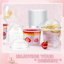 10pcs/50pcs Clear Plastic Cups With Lids - High Index Plastic Dessert Cups, Suitable For Ice Cream, Cakes, Jello, Pudding, Fruit Frozen Cakes And Snack Containers