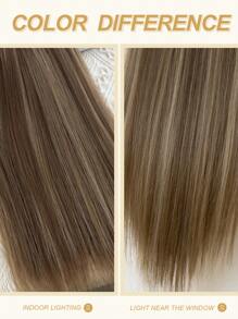 Extensiones de cabello con clip, 16 clips, 22 pulgadas, conjunto de 7 piezas, extensiones de cabello recto y largo con destellos marrón para mujeres, extensiones de cabello sintético y pelucas