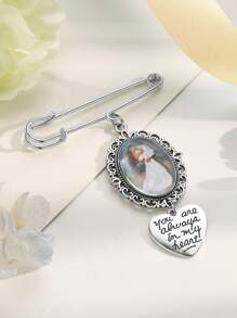 1pc Custom Bridal Bouquet Charm,Flower Bouquet Photo Charm,Wedding Memorial Keepsake,Memory Remembrance Pin,Wedding Memorial Gifts,Personalized Gift For Groom From Bride On Wedding Day, Custom Photo Boutonniere Lapel Pin, Groom Memorial Photo Lapel Pin In Gold Custom Memorial Photo Boutonniere Lapel Pin Brooch