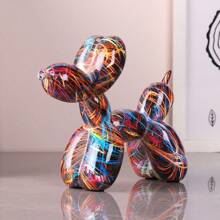 1pc Creative Hand-Painted Colorful Balloon Dog Sculpture, Resin Balloon Dog Decor, Handmade Sculpture Accessory, Suitable For Living Room, Bedroom, Office, Mother's Day, Back To School, Graduation Decoration Gift Gifts Birthday