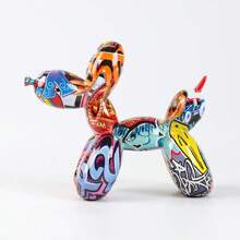 1pc Creative Hand-Painted Colorful Balloon Dog Sculpture, Resin Balloon Dog Decor, Handmade Sculpture Accessory, Suitable For Living Room, Bedroom, Office, Mother's Day, Back To School, Graduation Decoration Gift Gifts Birthday