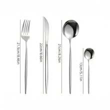 24-Piece Stainless Steel Portuguese Tableware Set, Including Steak Knife, Fork, Spoon, Dessert Spoon, For Home And Restaurant Dining