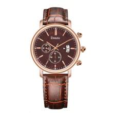 Deesio 1 pieza Reloj de cuarzo casual para hombres con correa de cuero, caja de acero inoxidable 316L, mejor opción de regalo