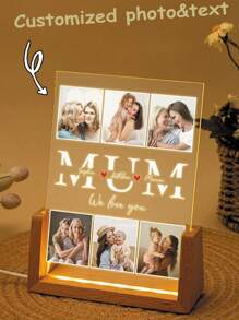 1pc Acrylic Photo Collage Night Light, Customizable Mother's Photo Lamp, Personalized Cute Birthday/Holiday Gift, Bedroom Decor Night Light, Mother's Day Gift, Gift For Wife/Mother - Huang Guang - View 1