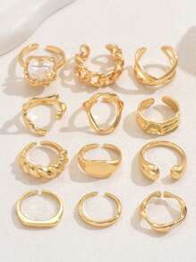Juego de 6 Anillos Punk para Mujer, Anillos Geométricos Vintage, Joyería de Moda Personalizada, Regalos que Combinan con Atuendos Diarios, Accesorios para Fiestas - Estilo 2 - Ver 4