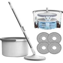 1 PC, Mop And Bucket Set. It Is A Rotatable ABS And Stainless Steel Mop, A Portable Household Floor Mop. The Microfiber Mop Comes With A Bucket. It Has A Deep Cleaning Function For Washing And Is Easy To Replace. Made Of ABS And Stainless Steel.