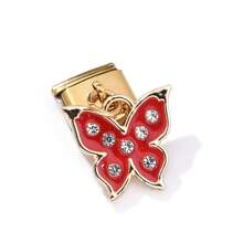 1/5/10pcs Elegant Fashion Gold Zirconia Crystal Heart, Letter, Leaf, Butterfly Pendant Modules - Ideal For DIY Bracelets, Rings, Gift