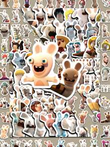 110 piezas de Pegatinas de dibujos animados lindos, pegatinas creativas de conejo loco, pegatinas lindas de bricolaje, apropiadas para scrapbooks, parachoques, cascos, decoración de pegatinas para portátil