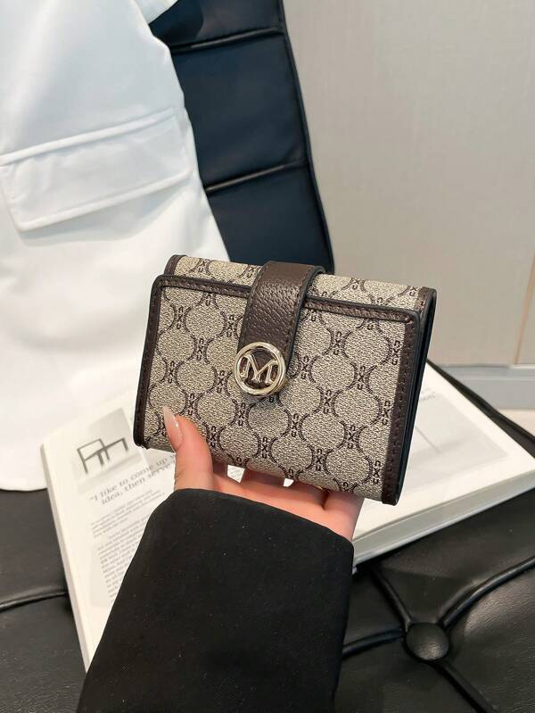 Women's PU Leather Letter Print Wallet Multiple Card Slots Large Capacity Trifold Short Wallet Fashionable & Portable For Outdoor Use For Women Wallet Mini Wallet Purse Wallet Small Wallet