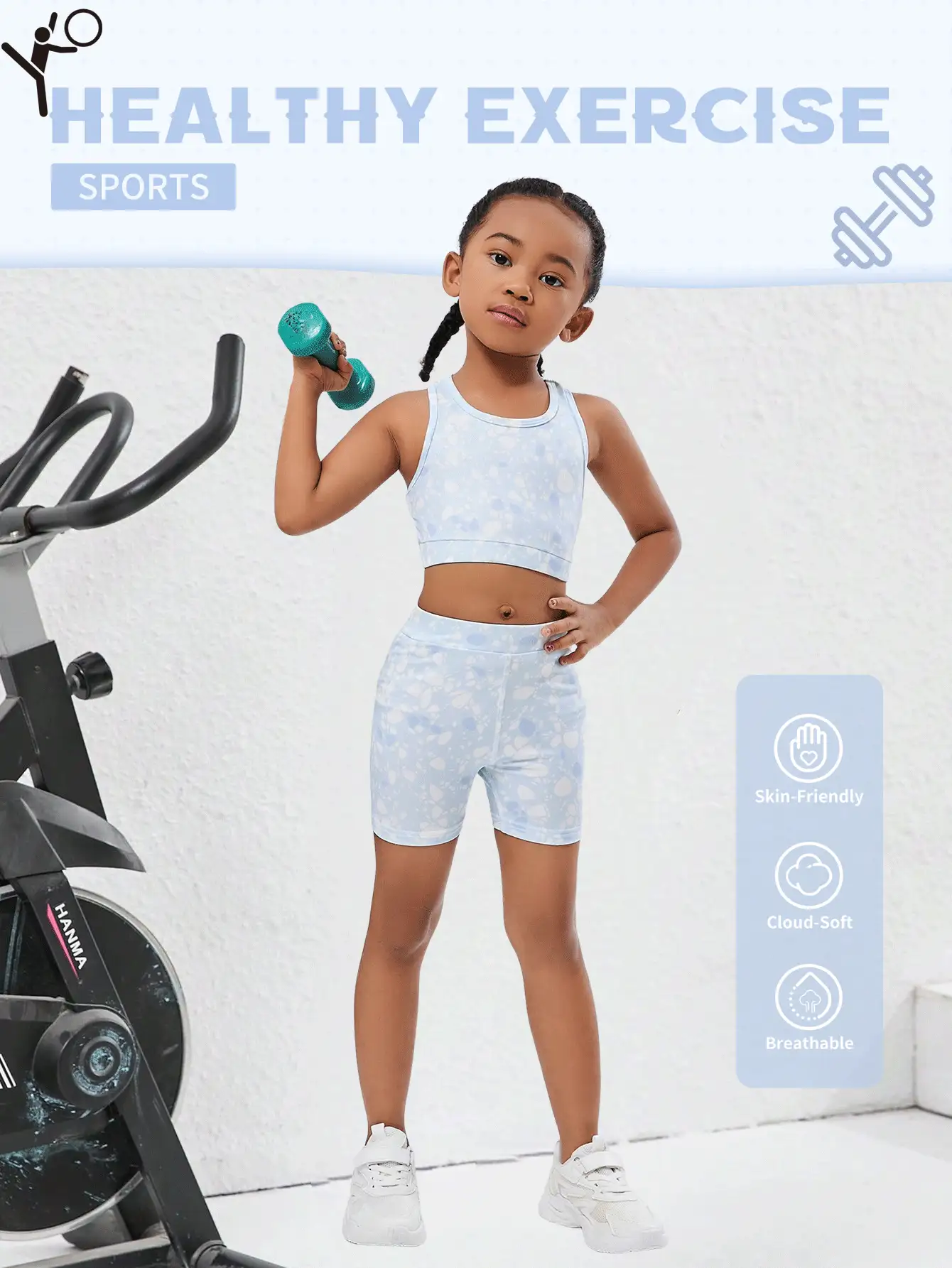 2 件 Tween Girl 瑜伽套装，扎染针织瑜伽健身运动体操跑步骑行网球运动紧身衣上衣和短裤