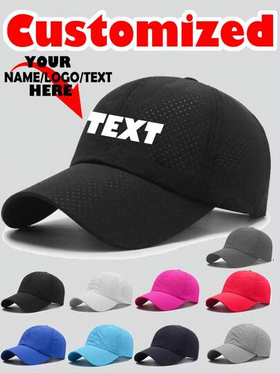 Customize 1pc Quick-Drying Mesh Baseball Cap For Outdoor Activities,Adjustable Men's Women's Universal Solid Color Sun Visor Sport Golf Tennis Breathable Cap Solid Color Summer Sun Hat , Ideal Choice For Gifts,Simple Solid Color Breathable , Sun Protection Outdoor Travel Cap
