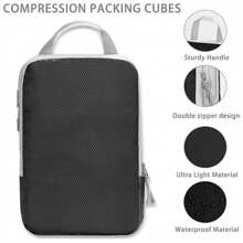 4PCS Portable Travel Storage Bag, Compression Storage Bag, Toiletry Cosmetics Clothes Compression Storage Bag, Twill Diamond Grid Storage Bag, With Double Zipper Compression Design To Save Space, For Sorting And Organizing Travel Luggage Items Home Bedroom Clothes Storage Organizer Closet Organization And Storage - Multicolor - View 5