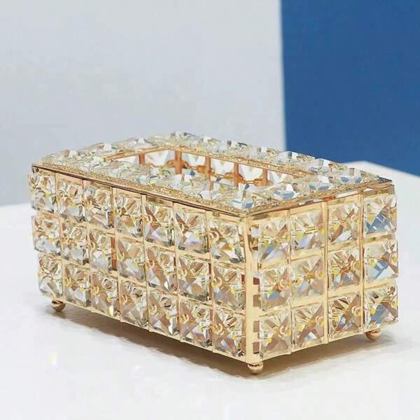 Portarrollos de papel higiénico de lujo para el hogar, caja de papel higiénico de cristal brillante, contenedor decorativo de pañuelos de baño/escritorio
