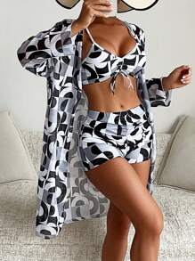 3Pcs/Set Sexy Printed Women's Bikini Swimwear Summer Hot Selling Swimsuits