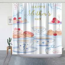 1PC Gelukkig Moederdag Thema Douchegordijn, Dagelijkse Leuke Stijl Douchegordijnset, Waterdichte Doek Douchegordijn, Cartoon Olifant Patroon Bedrukt Badkamer Gordijn Decoratie (Multi-Kleur, 180cm X 180cm)