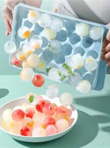 1/2/4pcs 33-Cavity Ice Cube Tray, Round Diamond Shaped Mold, Plastic Refrigerator Storage Box, Kitchen Tool Accessory Mold