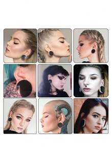 一对亚克力耳塞白色和黑色和透明大号耳朵拉伸器大号马鞍形肉道扩张器 3-50 毫米身体穿孔首饰