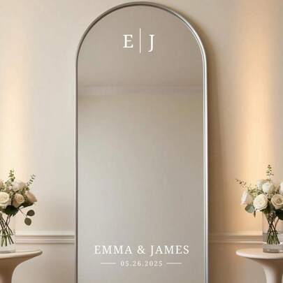 Personalized Wedding Signature Mirror Decal | Custom Names, Initials & Date | Elegant Vinyl Sticker For Welcome Signs & Seating Charts Gifts Birthday Graduation,Multi-Functional,Adjustable,Durable,Anti-Mold,Ornamental,Adhesive,Reusable,Cute,Stylish,Adorable,High-Quality,Colorful,Custom,Unique,Personalized,Ideal Gifts For Him,Ideal Gifts For Her,Her,Boyfriend,Girlfriend,Dad,Mom,Family,Friends,Son,Daughter,Kids,For Anniversaries,For Birthdays,For Housewarming,For Graduation,Kitchen,Dining Room,Bedroom,Office,Living Room,Home,Garden,Tea Room,Home Decor,Customized Wall Stickers,Home Refresh