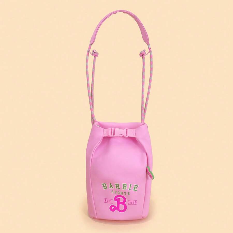 Miniso Barbie Series Shoulder Bag, Cute Strap Water Bottle Bag ,Bucket Bag (Pink) - Pink - View 1