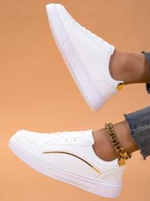 New Women Casual Sneakers, White & Fashionable Versatile Lightweight Comfortable For All Seasons