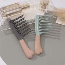 1 Pc Double Row Wavy Curly Hair Comb - Texture Handle, Scalp Massage Comb - Fluffy Comb, Anti-Static Curly Hair Styling Comb, Suitable For Barber Shops, Outdoor Carrying, Indoor Self-Use Curly Hair Comb
