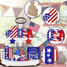 Ensemble de décoration de plateau à couches pour le 4 juillet, décoration de plateau patriotique avec mini-gnomes, drapeau américain, pour le centre de table de ferme du jour de l'indépendance