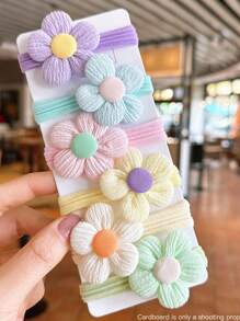 6pcs/Set Kids Hair Ties, Elastic Hair Bands For Girls, Soft Ponytail Holders, Nonscarring Hair Accessories