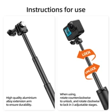 TELESIN 4 In 1 Selfie Stick Floating Hand Grip Tripod Waterproof Extendable Selfie Monopod For GoPro Hero 13, 12, 11, 10, 9, 8, DJI OSMO Action 5 Pro 4 Insta360 Ace Pro 2 And Most Action Camera