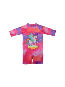 Traje de baño de una pieza con unicornio de fantasía para niños - Verde - Ver 4