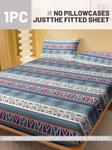 1 pièce Drap-housse imprimé de motif bohème lavé, Housse de couette imprimée pour chambre à coucher, Protège-matelas, Protège-matelas, Housse anti-poussière, Ensemble de literie (taie d'oreiller non incluse)