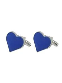 1 Pair Heart-Shaped Resin Cufflinks, Red, For Wedding Party & Formal Occasions