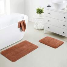 Yafa Home Fashion Bath Rug Mat, Thick & Soft Microfiber Plush Shaggy Bathrug, Machine Washable Bathmat, Non-Slip Rubber Backing Bath Mat For Bathroom Floor, Tub And Shower - 鏽棕色 - 查看 2