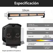 24 Inch 40W COB Police Strobe Light Bar, Universal COB Police LED Strobe Light Bar, 17 Flash Modes, Warning Strobe Light Bar - 紅藍 - 查看 7