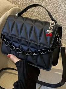 Bolso de hombro diagonal de moda 2024, bolso popular con diseño de rejilla de diamantes simple y correa desmontable