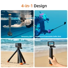 TELESIN 4 In 1 Selfie Stick Floating Hand Grip Tripod Waterproof Extendable Selfie Monopod For GoPro Hero 13, 12, 11, 10, 9, 8, DJI OSMO Action 5 Pro 4 Insta360 Ace Pro 2 And Most Action Camera