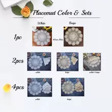 Sousplats Redondos Crochê Feitos à Mão Individuais de Renda Individuais Tricotadas Vazadas Sousplats Resistentes ao Calor Decoração de Mesa 16pol Bege/Branco