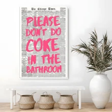 1 Pc Frame Please Don'T Do In The Bathroom Poster Funny Pink Letter Toilet Wall Art Cute Minimalist Black And White Prints For Bath Home Bedroom Dorm Wall Decor - màu đen - Xem 7