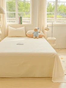 1 Pc Waffle Cotton Bedsheet, Modern Style Polyester Fiber Soft And Breathable Fabric, Machine Washable