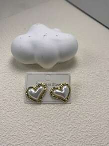 1 par/4 pares de aretes minimalistas con forma de corazón y flor geométrica, aretes mini ligeros y compactos de nicho coreano para mujeres