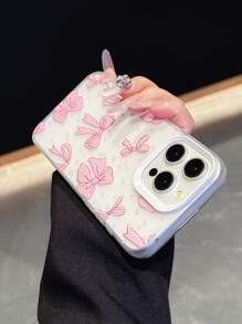 Bow-Knot Pink Transparent Bowknot Design Phone Case, Compatible With IPhone
