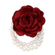 1 st. Koreaanse stijl kralen imitatie champagne roos elegante pols bloem, geschikt voor bruiden, bruidsmeisjes, vrienden op bruiloften, Valentijnsdag, feesten