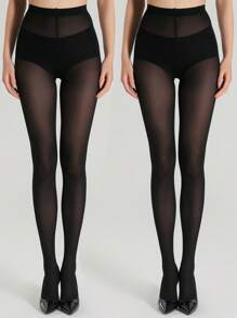 1 Pc Women's Solid Color Thin Transparent Skinny Leggings, Fashionable Sexy High Stretch Pantyhose Tights, Classic & Versatile - Multicolor - View 23