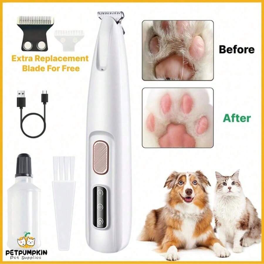 Trimmer For Dogs And Cats,Waterproof Rechargeable Pet Shaver With LED Light, Multifunctional Pet Hair Clippers For Paws Eyes Ears Face Rump,Dog Stuff,Cat Paw Trimmer - trắng - Xem 1
