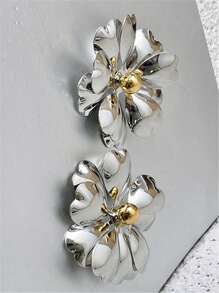 1 par de brincos grandes de metal floral estilo europeu e americano exagerados, para mulheres, festa, viagem, joia para presente