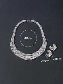 1 Set 3pcs Luxurious Cubic Zirconia Jewelry Set - Necklace And Earrings, Perfect Accessory For Wedding Dress, Evening Gown, Party, Ceremony, Bride