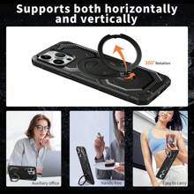 Funda protectora para teléfono compatible con iPhone 16, 15, 14, 13, 12, 11 Pro/Pro Max/Plus, iPhone XR/XS/XS Max, con soporte magnético giratorio 360° invisible, carga inalámbrica magnética y textura mate a prueba de golpes.