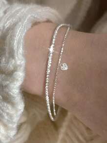 6 件/2 件套装奢华星空闪亮锆石首饰，独特个性化多功能手链套装 - 彩色 - 查看 6