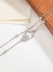 1pc 925 Silver Minimalist Fashion Versatile Anklet, Elegant Jewelry Gift For Women - Double Ring - View 5